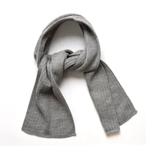 SANREMO Unisex Kids Ribbed Knitted Warm Winter Outdoor Scarf Shawl (Light Gray)