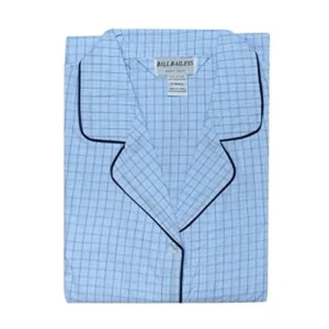 Bill Baileys Sleepwear Mens Broadcloth Woven Nightshirt Sleep Shirt (Mdium, Blue Checkered)