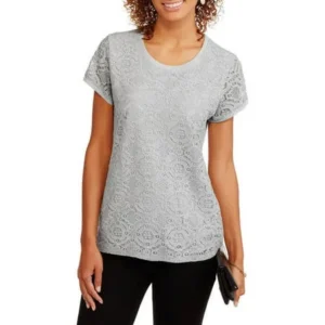 Women's Short Sleeve Lace Front T-Shirt