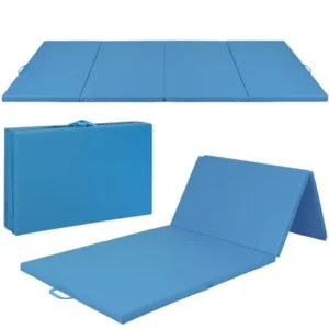 Best Choice Products 10x4ft 4-Panel Foam Folding Exercise Gym Mat for Gymnastics, Aerobics, Yoga w/ Handles - Blue