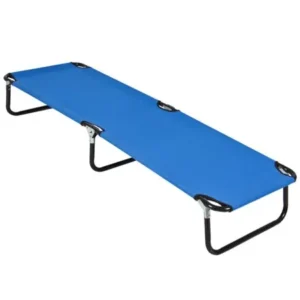 Outdoor Portable Army Military Folding Camping Bed Cot Camp Hiking Blue