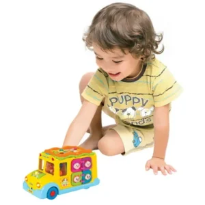 Best Choice Products Bump and Go Toy Educational School Bus w/ Headlights, Music, and Games - Yellow