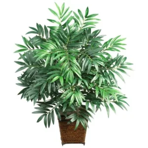 Bamboo Palm with Wicker Basket Silk Plant