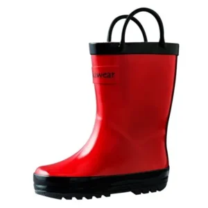 Oakiwear Kids Rain Boots For Boys Girls Toddlers Children, Fiery Red