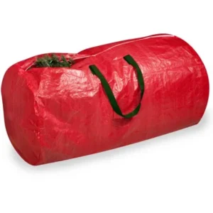 Honey Can Do Christmas Tree Storage Bag with Handles, Red/Green