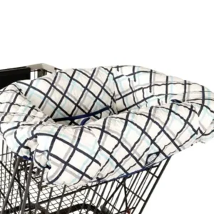 Balboa Baby Shopping Cart and High Chair Cover - Navy Blue Plaid Design - 100% Cotton