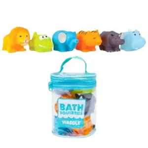 Waddle Baby Bath Toys Safari Jungle Animals 6 Pack Lion Elephant Tiger and More