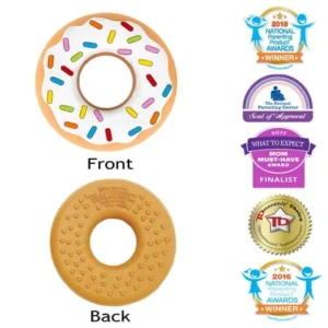 SilliÂ Chews Vanilla Donut (Doughnut) Baby Teether Popular Teething Toy Food Grade Silicone Best Teething Toy Favorite ToddlerÂ Chew Toy Soother use Cold or Frozen Cute Holiday Gift Stocking Stuffer