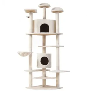 Best Choice Products 80in High Quality Pet Condo Furniture Kitten Cat Tree Scratching Post House, Beige