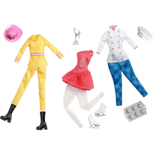Barbie Doll Ice Skater - Fire Fighter - Pastry Chef Careers Fashion Accessory Pack Clothing Toy Set
