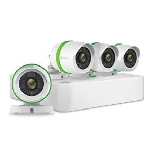 EZVIZ 1080p Smart Outdoor Wired Security Camera System, 4 Weatherproof HD Security Cameras, 4 Channel 1TB DVR Storage, 100ft Night Vision, Customizable Motion Detection