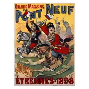 ArteHouse Decorative Wood Sign "Pont Neuf French Kids Toys" by Artist H. Gray, 25" x 34", Planked Wood