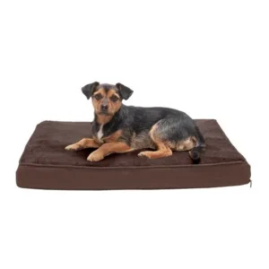 FurHaven Pet Dog Bed | Deluxe Memory Foam Terry & Suedine Mattress Pet Bed for Dogs & Cats, Espresso, Medium