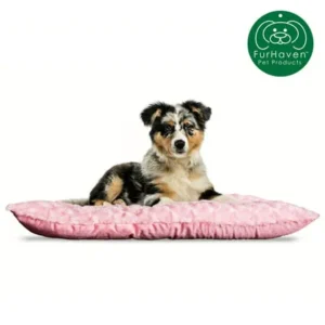 FurHaven Pet Kennel Pad | Ultra Plush Tufted Pillow Pet Bed for Crates & Kennels, Strawberry, Medium