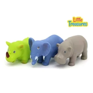 little treasures animal bath toys for babies 19+ months a jumble of 3 toys of different sahara animals expertly modeled rubber elephant, hippopotamus and rhino