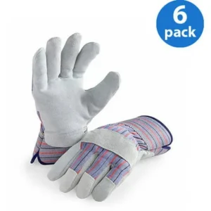 HANDS ON - LP4300-L-6PK, 6 Pair Value Pack, Genuine Suede Leather Palm Work Gloves