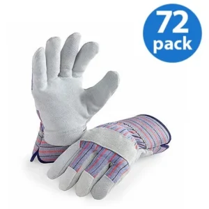 HANDS ON - LP4300-L-72PK, 72 Pair Value Pack, Genuine Suede Leather Palm Work Gloves