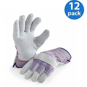 Hands On 12 Pair Value Pack, Genuine Suede Leather Palm Work Gloves