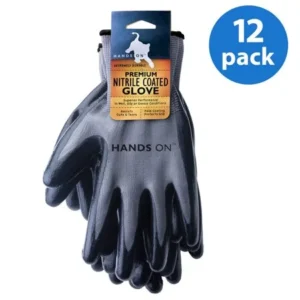 Hands On 12 Pair Value Pack, Premium Smooth Finish Nitrile Coated Glove