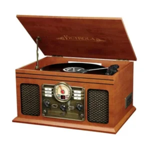 Victrola 6-in-1 Nostalgic Bluetooth Record Player with 3-speed Turntable with CD and Cassette - Mahogany