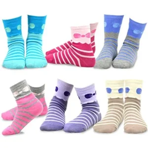 TeeHee Kids Girls Variety Cotton Basic Crew Socks 6 Pack (Little Girls & Big Girls)