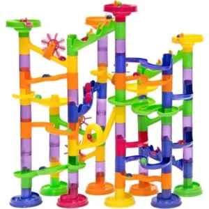 Best Choice Products 105-Piece Kids Transparent Plastic Marble Run Coaster Track for STEM, Learning, Education