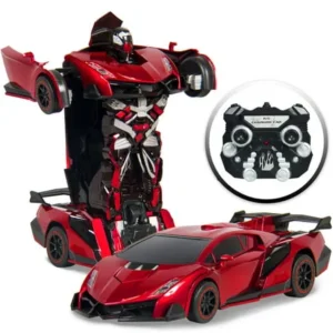 Best Choice Products 1:16 Scale Transforming RC Remote Control Robot Drifting Race Car Toy w/ LED Lights - Red