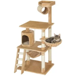 Best Choice Products Pet Play House Cat Tree Scratcher Condo 60 in, Beige