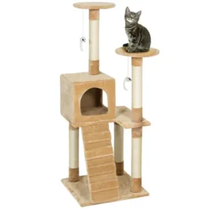 Best Choice Products 52in Cat Tree Scratcher Condo House Play Furniture - Beige