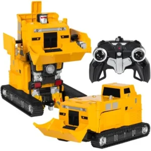 Best Choice Products Toy Transformer RC Robot Pushdozer Remote Control Car Lights And Sounds W/ USB Charger- Yellow