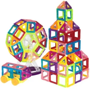 Best Choice Products 158-Piece Kids Mini Clear Magnetic Building Block Tile Toy Set for Education, STEM - Multicolor
