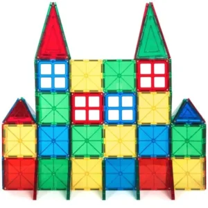 Best Choice Products 60-Piece Kids Mini Magnetic Tiles Educational STEM Toy Set w/ Carrying Case