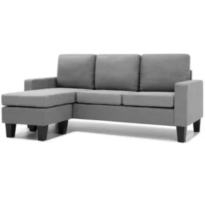 Best Choice Products Multifunctional Linen 3-Seat L-Shape Sectional Sofa Couch w/ Reversible Chaise Ottoman - Gray