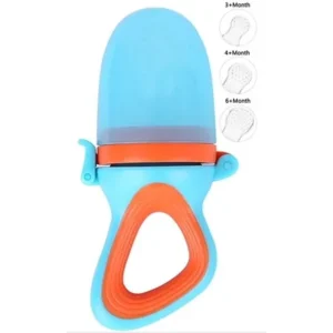 Kidsmile Pulp Silicone Fresh Food Feeder with 3 Size Silicone Mess Bags - Toddler Soothing Teether - Silicone Teether Nibbler, Best Teething Toy for Baby, Blue