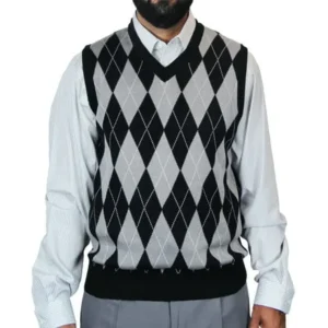 Men's V-neck Jacquard Casual Argyle Sweater Vest