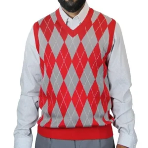 Big and Tall V-Neck Jacquard Casual Argyle Sweater Vest