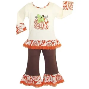 AnnLoren Little Girls Boutique Autumn Pumpkin Patch Shirt Pants Outfit 2-6