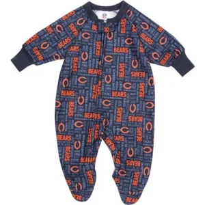 NFL Chicago Bears Team Spirit Print Blanket Sleeper, 18 Months, Navy/Orange, 100 percent Poly micro fleece By Gerber Childrenswear