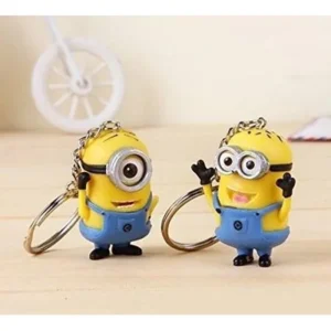 Despicable Me Minion Toy Rubber KeyChain figure 2pcs, High quality and best gifts for Kids or friends. By Monaqo