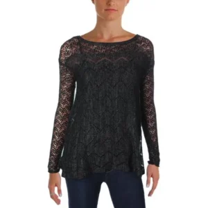 Jessica Simpson Womens Darlanne Open Stitch Marled Pullover Sweater