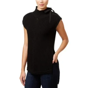 Jessica Simpson Womens Elin Lace Up Side Slit Mock Turtleneck Sweater