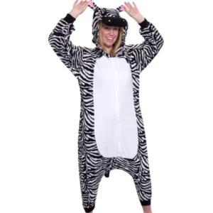 SILVER LILLY Unisex Adult Plush Animal Cosplay Costume Pajamas (Zebra)