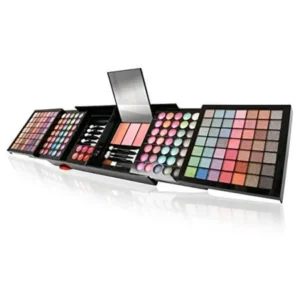 Ivation All-in-One Makeup Kit Gift Set - 168 Colors of Eyeshadows - Wet and Dry, 3 Blushes, 6 Lipsticks - Compact Folding Case with Purse Straps