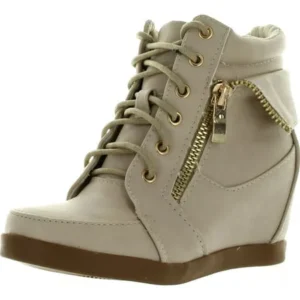 Lucky Top Girls Peter30 Kids Fashion Leatherette Lace-up High Top Wedge Sneaker Bootie