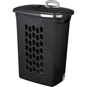Sterilite Wheeled Laundry Hamper- Black (Available in Case of 3 or Single Unit)