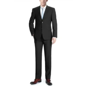 Adessi Men's Black Classic Fit Italian Styled Two Piece Suit