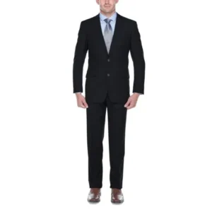 Verno Albani Men's Dark Navy Slim Fit Italian Styled Two Piece Suit