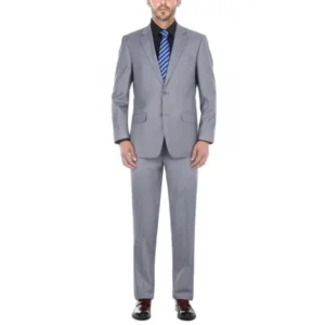 Verno Bellomi Men's Light Grey Slim Fit Italian Styled Two Piece Suit