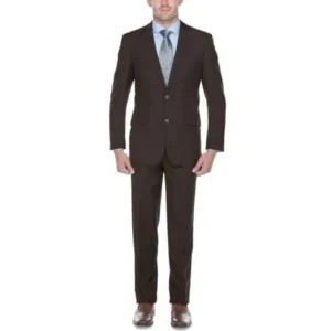 De Palma Men's Brown Classic Fit Italian Styled Two Piece Suit