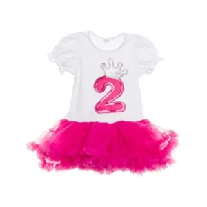 NEW Baby Girls Birthday Tutu Dress Outfit, Hot Pink, Two Year Old